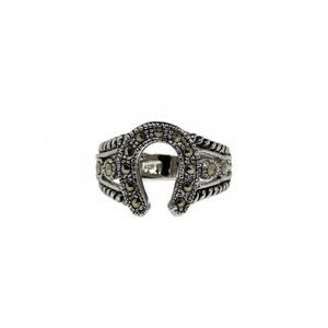 NEW FAIRE horseshoe rhodium plated ring in silver